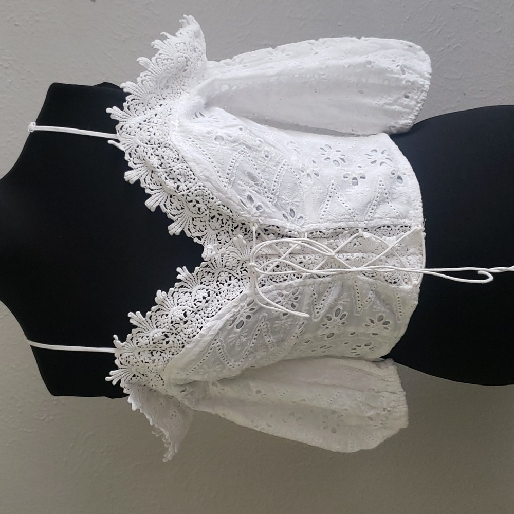 Elegant White Lace Off-Shoulder Top